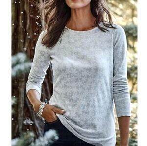 J.Jill Women's Pima Crewneck Longsleeve Tee 100% Pima Cotton Snowflake Size M 10